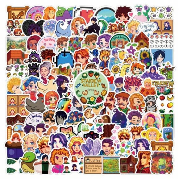 146pcs/Pack Cute Cartoon Aesthetic Stardew Valley Farm Game Stickers - Picture 4 of 8